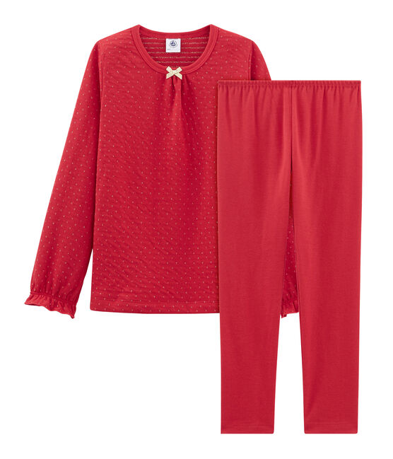 Girls' Tube Knit and Rib Knit Pyjamas TERKUIT red/OR yellow