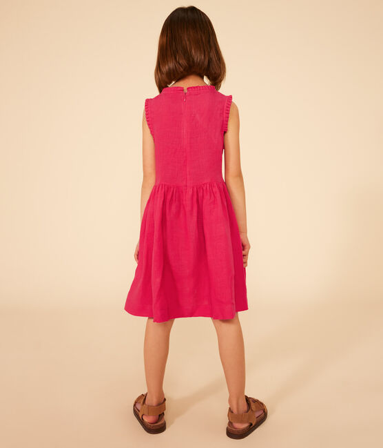 Girls' Sleeveless Linen Dress DELHI pink