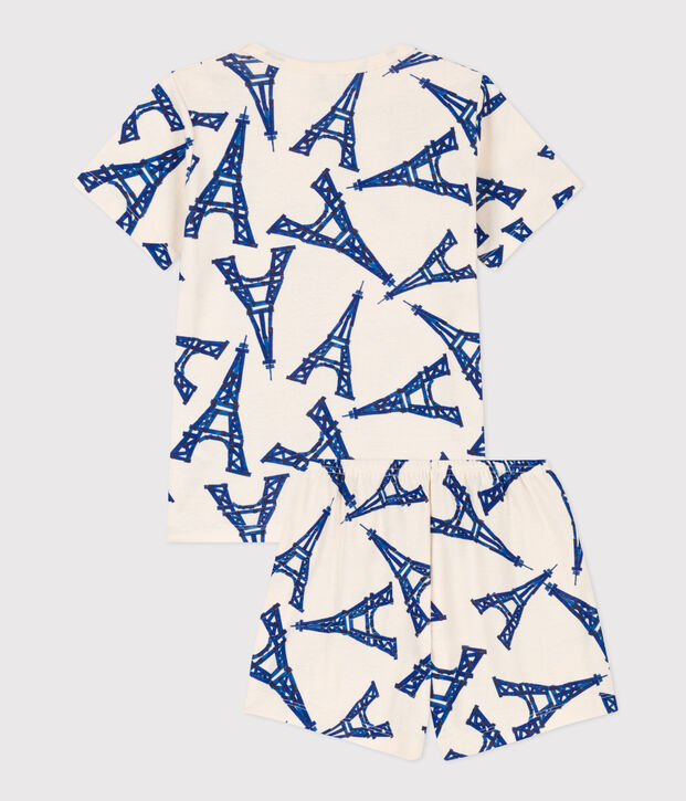 Children's Unisex Paris Cotton Short Pyjamas Ecru/multicolor