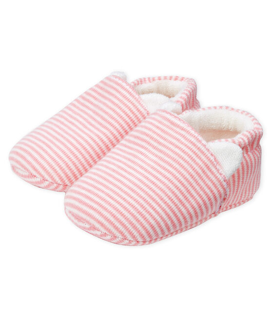 Baby Girls' Ribbed Bootees CHARME pink/MARSHMALLOW white