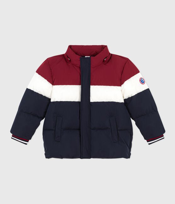 Children's plain colourblock puffer jacket SMOKING blue/MULTICO white