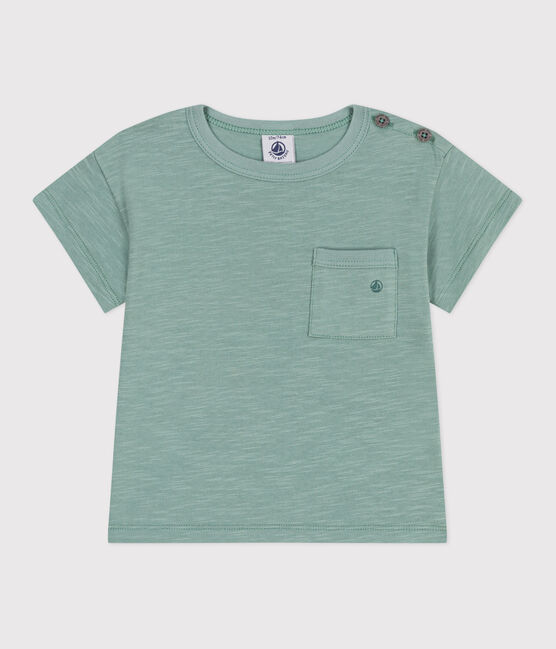 Babies' short-sleeved plain cotton T-shirt PAUL green