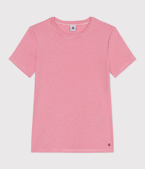 Women's iconic striped cotton T-Shirt PEONIA pink/MARSHMALLOW
