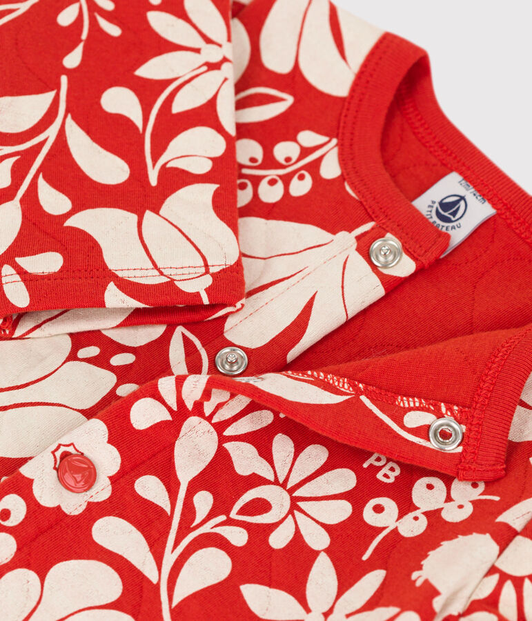 Babies' Patterned Quilted Tube Knit Cardigan orange/ecru