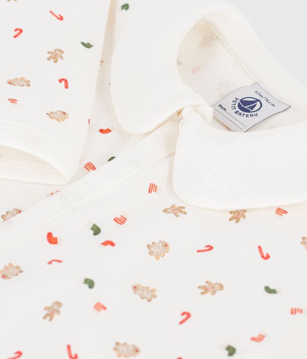 Babies' footless printed cotton pyjama suit white/multicolor
