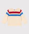 Babies' Striped Knitted Cotton Jumper AVALANCHE white/MULTICO