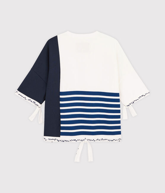 Women's Breton top Christoph Rumpf x Petit Bateau MARSHMALLOW white/SMOKING blue