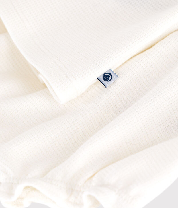 Babies' short-sleeved white honeycomb dress and bloomers white