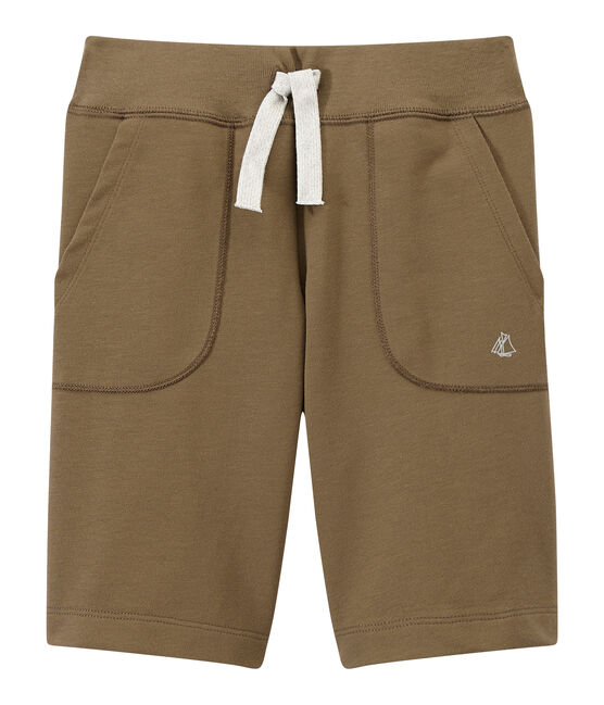 Boys' bermuda in heavyweight jersey SHITAKE brown