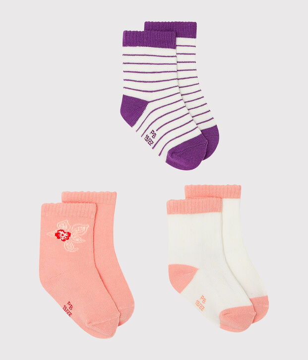Set of 3 pairs of socks for baby girls multicolor