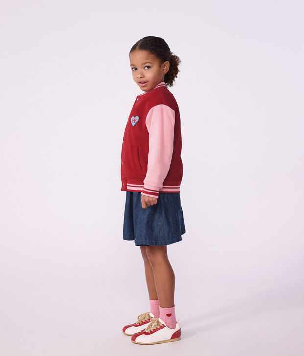 Children's varsity-style jacket in colourblock cotton red