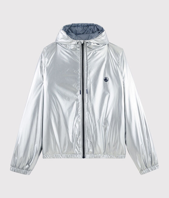 Women's/men's warm windbreaker made from recycled materials ARGENT grey