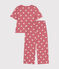 Women's cotton heart print pyjamas ROSEWOOD pink/MARSHMALLOW
