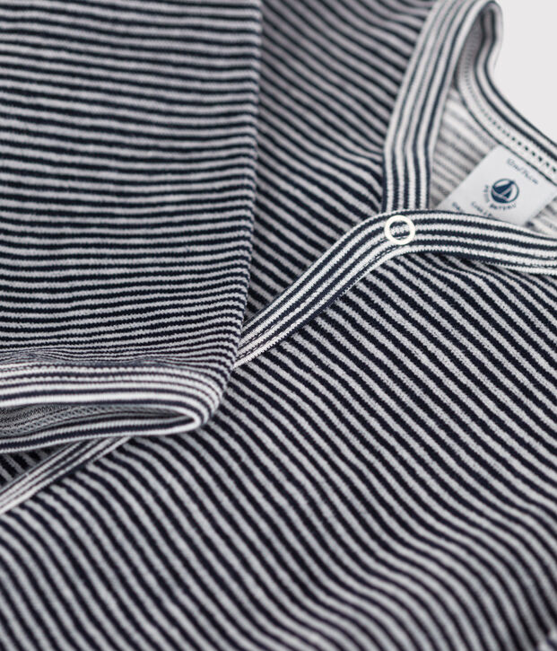 Babies' Pinstriped Velour Sleepsuit blue/white