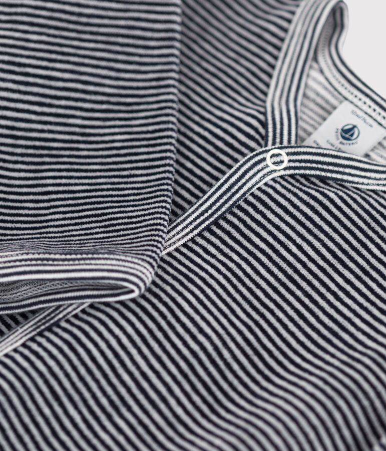 Babies' Pinstriped Velour Sleepsuit blue/white