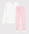 Girls'/Women's Cotton Pyjamas MARSHMALLOW white/MINOIS pink