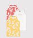 Girls' Hawaiian Print Cotton Vest Tops - 3-Pack