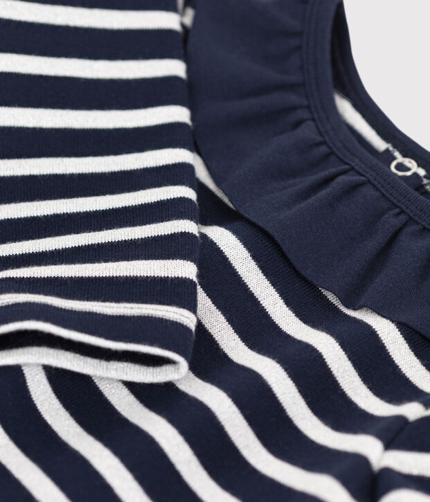 Girls' Long-Sleeved Dual-Material Dress blue/grey