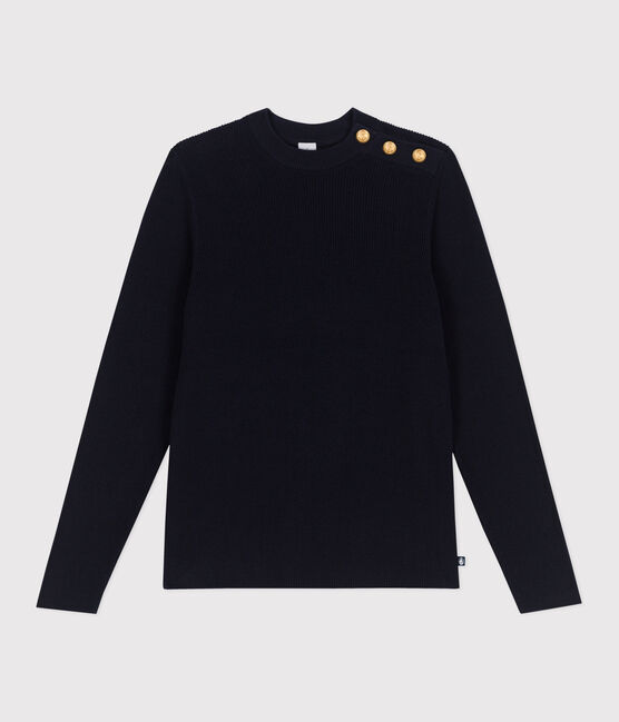 Women's plain cotton sailor-style jumper SMOKING blue