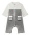 Baby boys' striped all-in-one with pea jacket collar LAIT white/SMOKING blue/TERKUIT