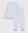 Children's stripy cotton terry pyjamas blue/ecru