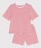 Women's stripy cotton short pyjamas MARSHMALLOW red/SPI