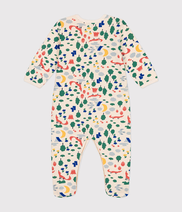 Babies' brushed fleece forest print pyjamas AVALANCHE white/MULTICO