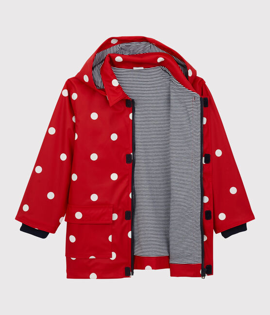 Girls' Raincoat TERKUIT red/MULTICO white