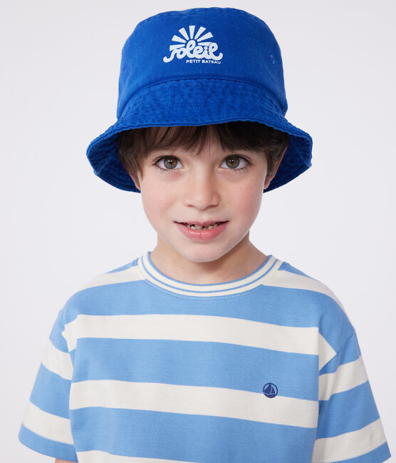Children's plain cotton sunhat SURF blue