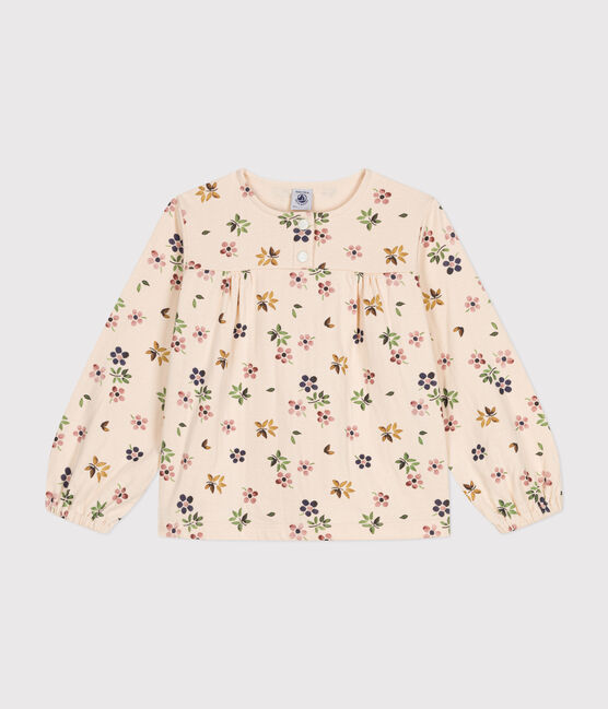 Girls' long-sleeved tube knit blouse AVALANCHE white/MULTICO
