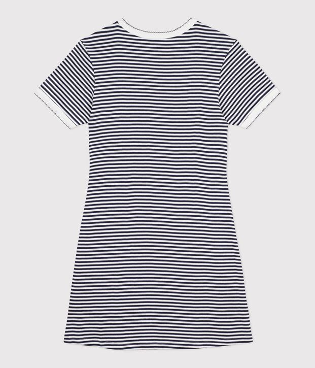 Women's short cotton dress blue/white