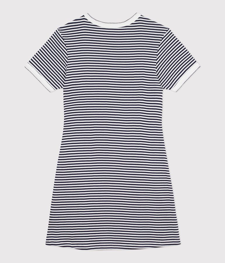 Women's short cotton dress blue/white