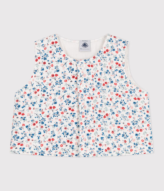 Babies' sleeveless floral print poplin jacket MARSHMALLOW white/MULTICO white