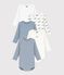 Pack of long-sleeved whale-print cotton bodies for babies multicolor
