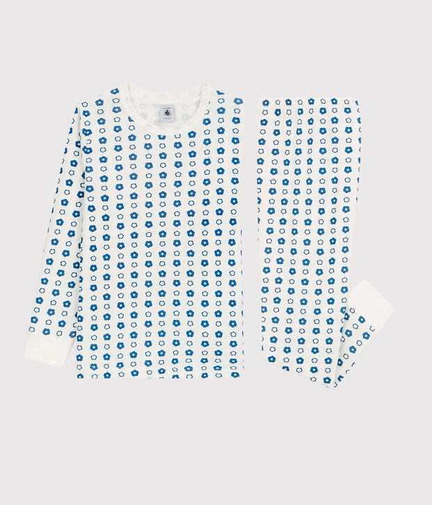 Unisex Graphic Floral Print Organic Cotton Pyjamas white/blue