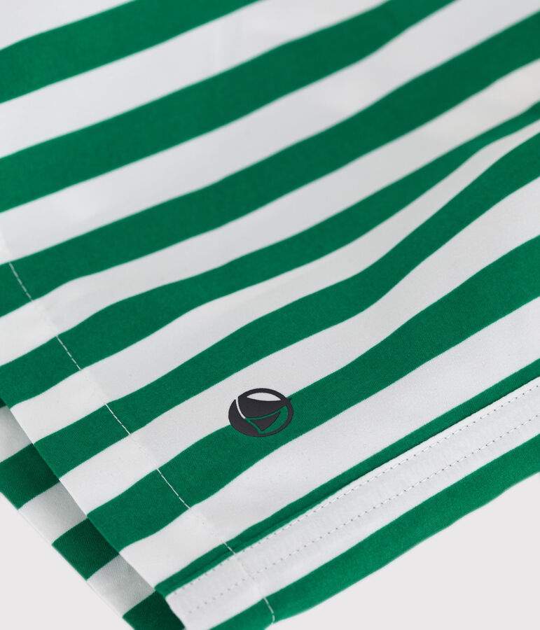 Children's stripy cotton swim shorts MARSHMALLOW green/JARDIN