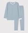 Unisex Pinstriped Cotton Pyjamas ROVER blue/MARSHMALLOW white