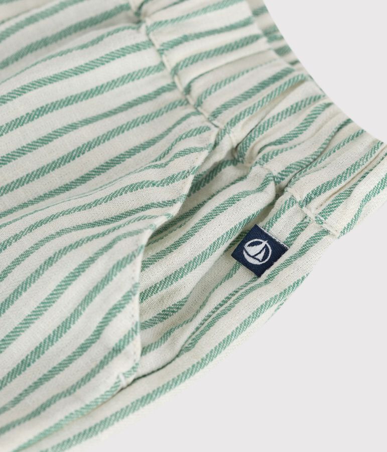 Babies stripy cotton/linen shorts green/green