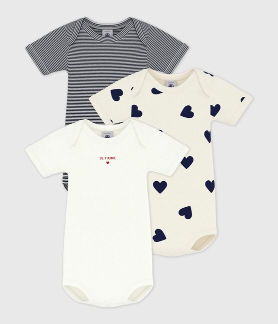 Pack of babies' short-sleeved heart print cotton bodies variante 1