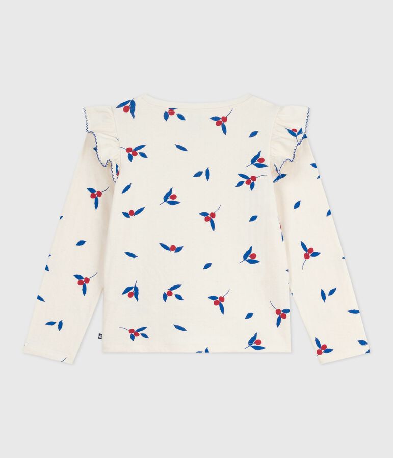 Children's long-sleeved printed cotton T-shirt Ecru/multicolor