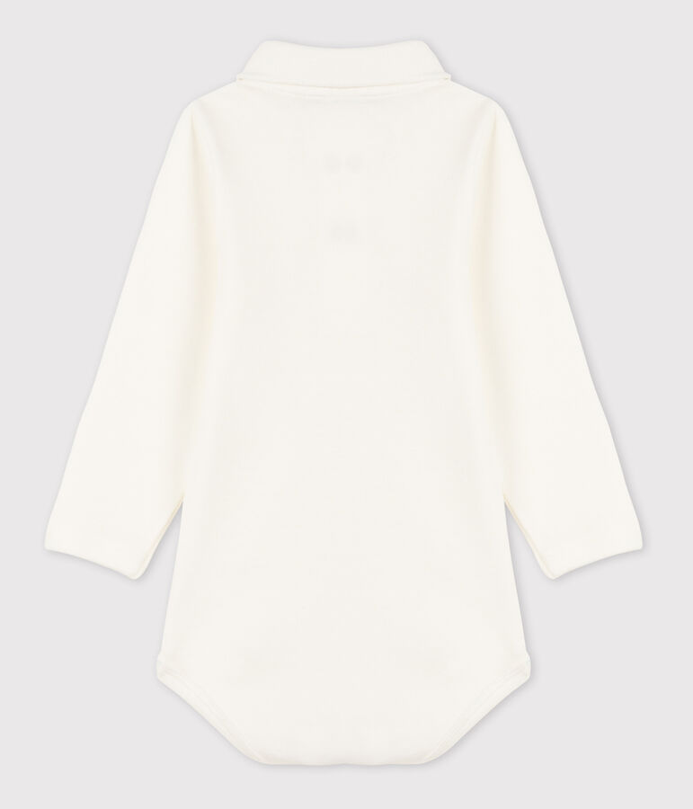 Babies' plain cotton body with a polo collar white