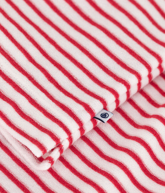 Children's short stripy cotton pyjamas MARSHMALLOW red/SPI