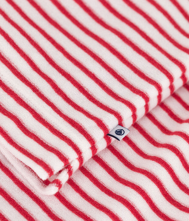 Children's striped terry cotton short pajamas red/red