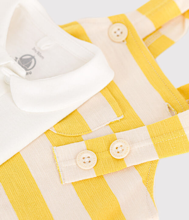 Babies' Slub Jersey Dungaree Set yellow/ecru