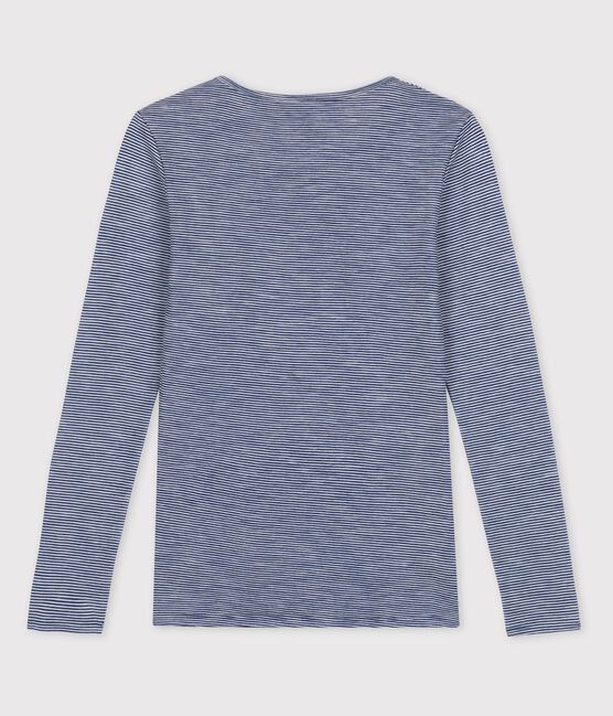 Women's Striped Wool/Cotton Blend T-Shirt SMOKING blue/MARSHMALLOW white