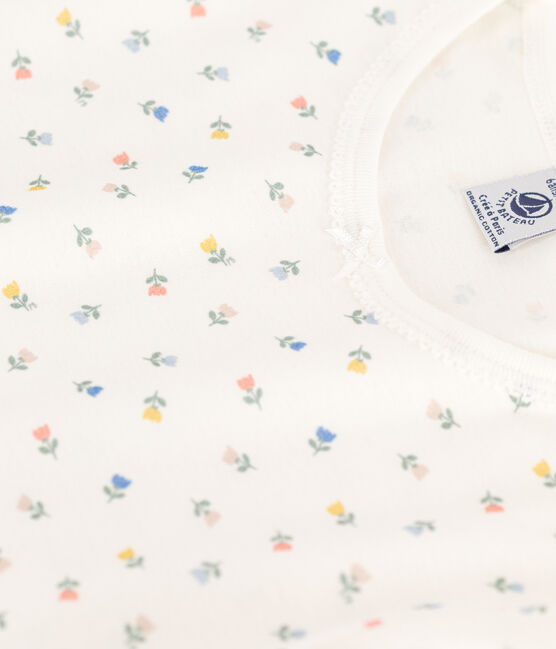 Girls' Floral Print Cotton Nightdress MARSHMALLOW white/MULTICO white