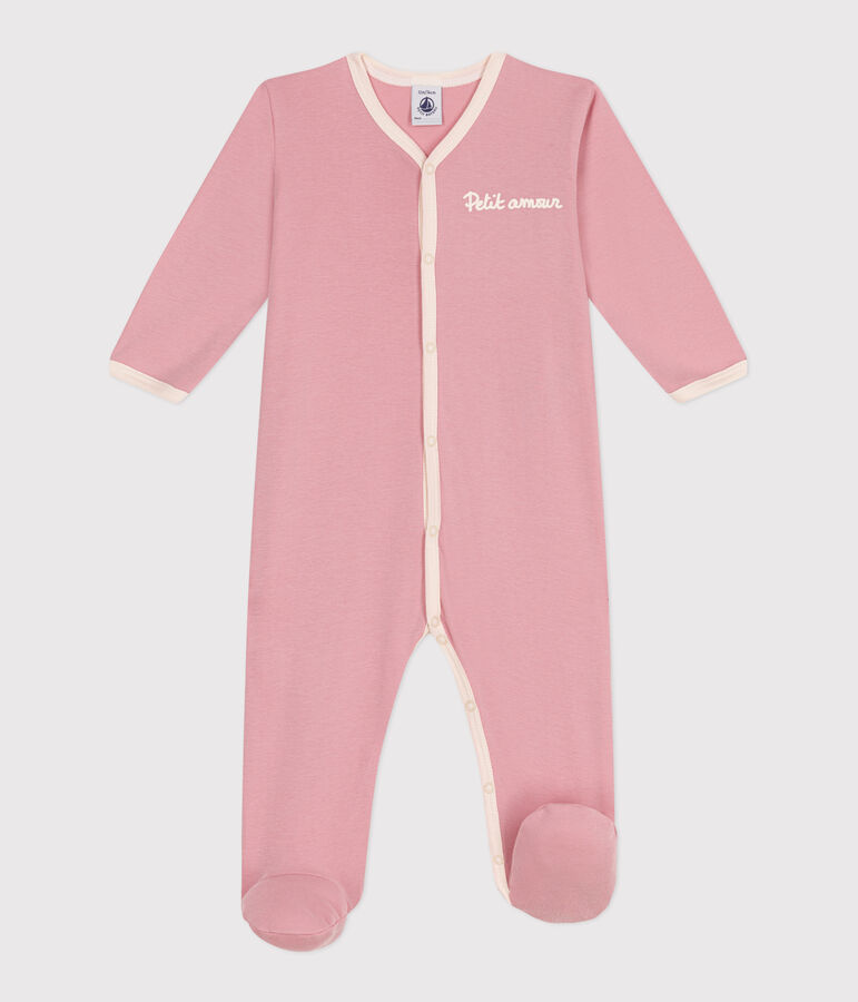 Babies' plain cotton pyjamas pink