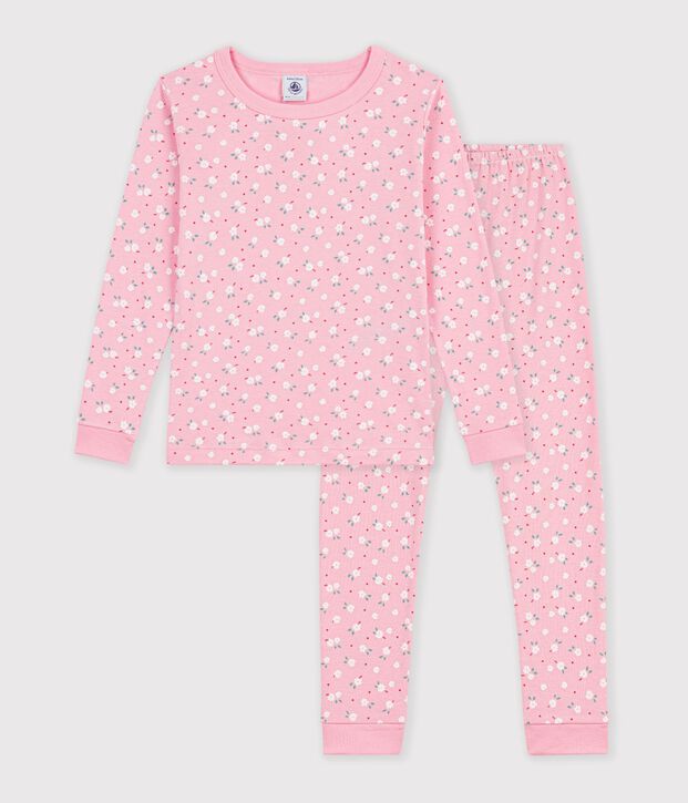 Children's snug-fitting printed cotton pyjamas pink/multicolor