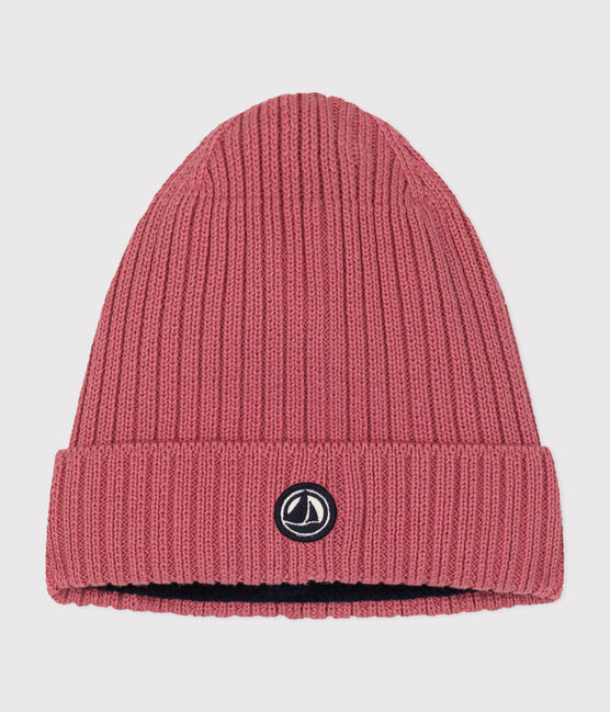 Children's polar fleece-lined knitted beanie hat ROSEWOOD pink