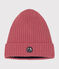 Children's polar fleece-lined knitted beanie hat ROSEWOOD pink